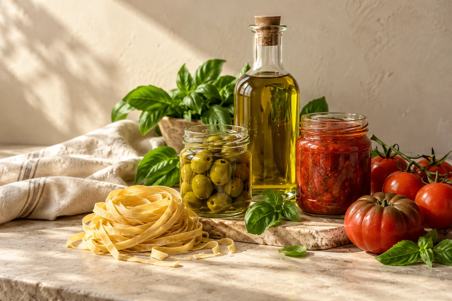 Conservas, aceite de oliva y pastas para combinar en casa